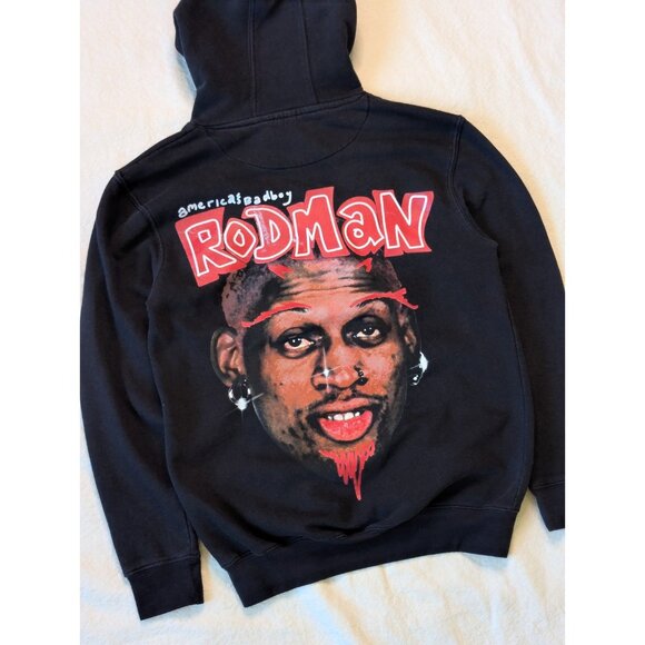 Dennis Rodman America's Badboy Men's Small Black Graphic Hoodie Made in USA - Picture 1 of 9